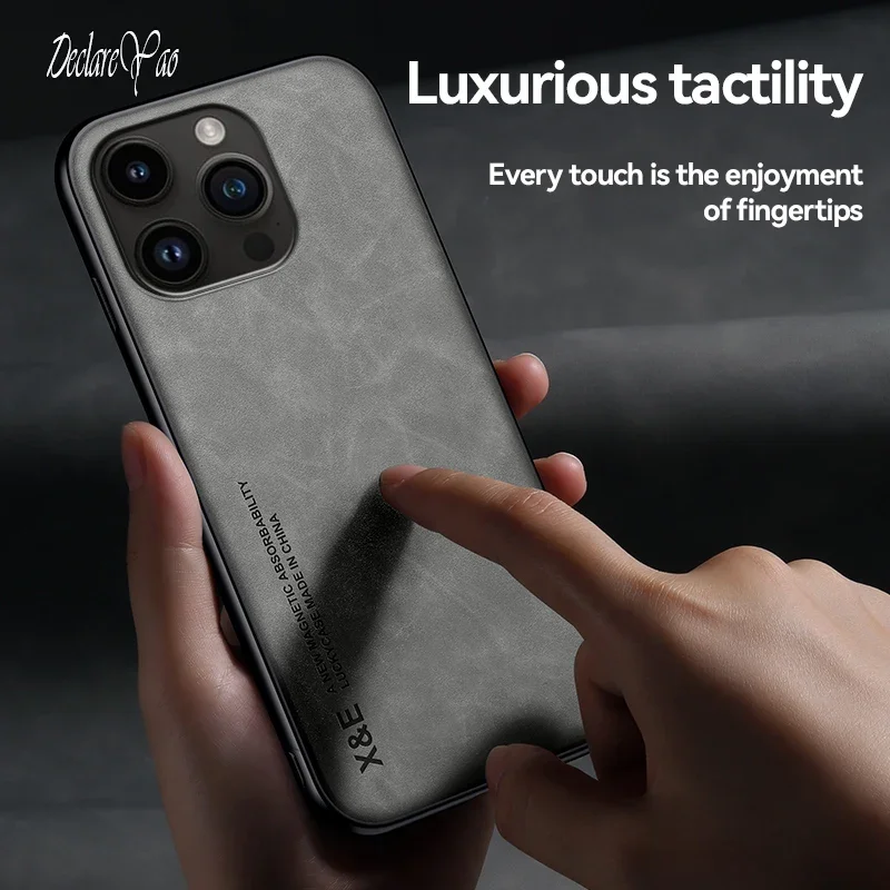 DECLAREYAO Luxury Magnetic Hard Case For Apple iPhone 11 Pro Max Back Cover Ultra-thin Light Suede Leather Shockproof Soft Frame