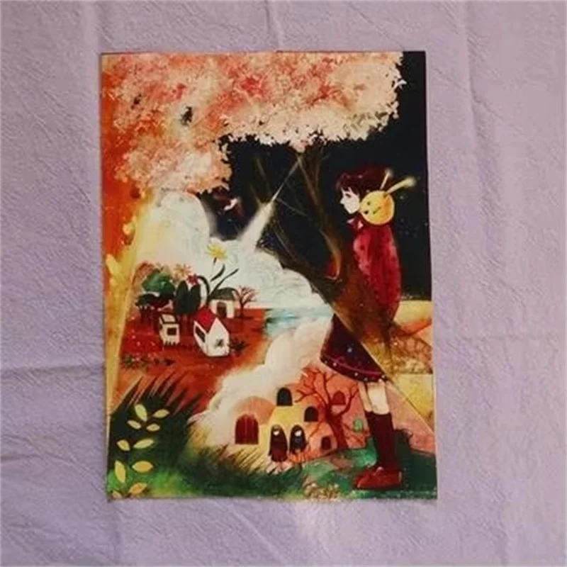 1PCS 15*20cm Girl in Painting Printed Hand Dyed Cotton Linen Fabric Telas Sewing DIY Patchwork Hand Embroidery Quilt Bags Tecido
