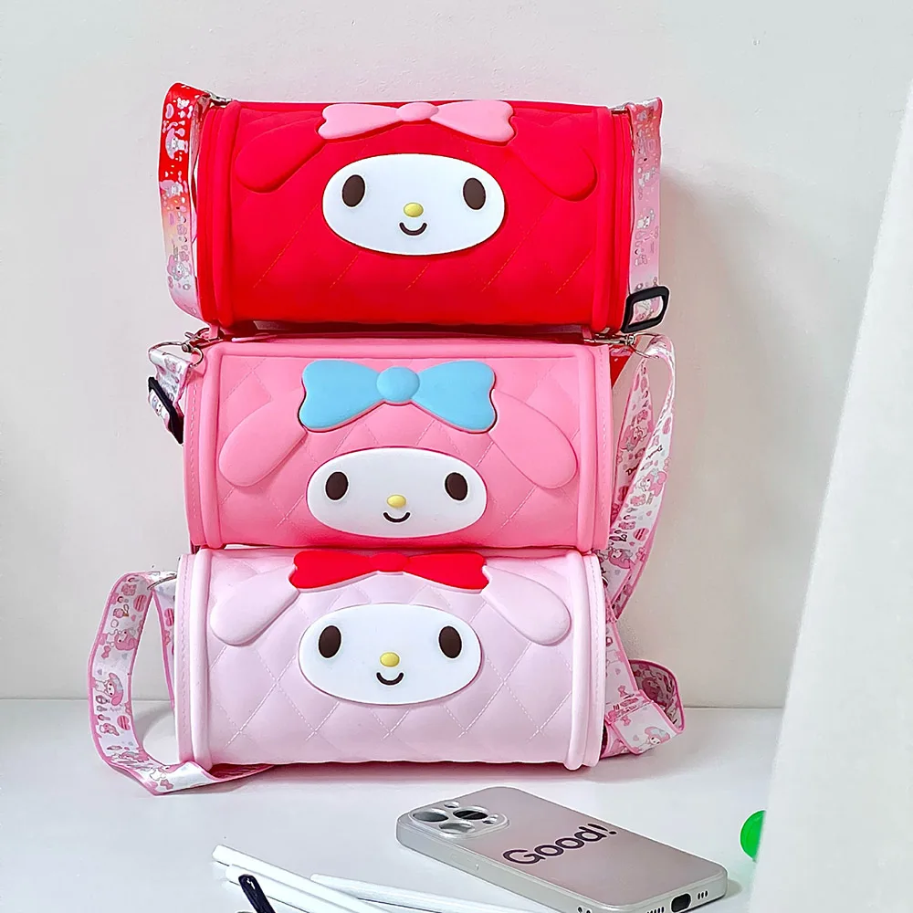 Borsa in Silicone cilindro Mymelody borsa Messenger Sanrio borsa impermeabile simpatico cartone animato portamonete per bambini zaini moda Kawaii