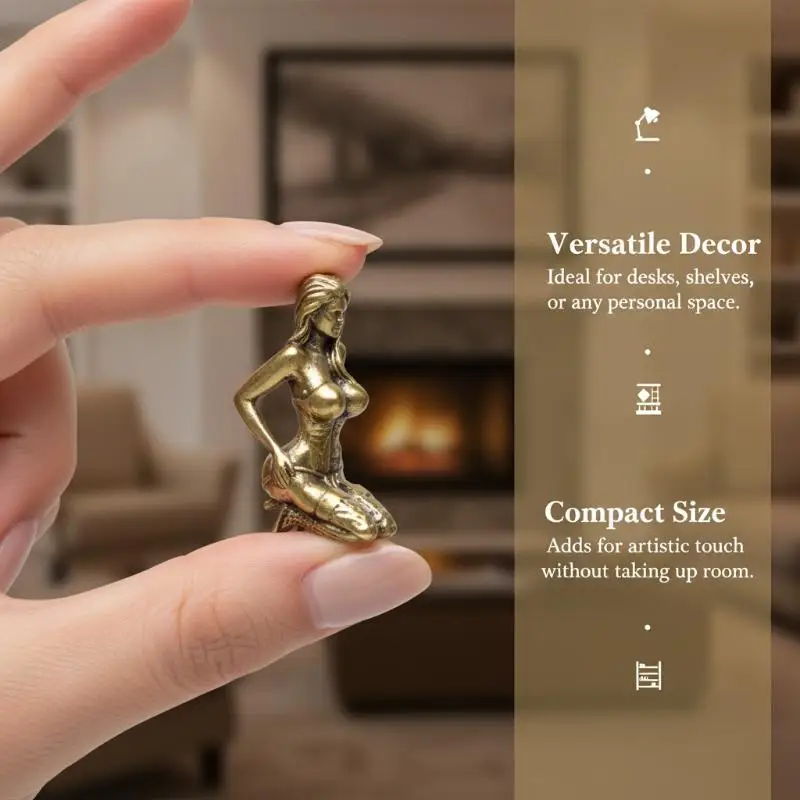 Artistic Decor Feminine Statue Alloy Finish Exquisite Handcraft Retro Aesthetic for Home Office Desktop Display