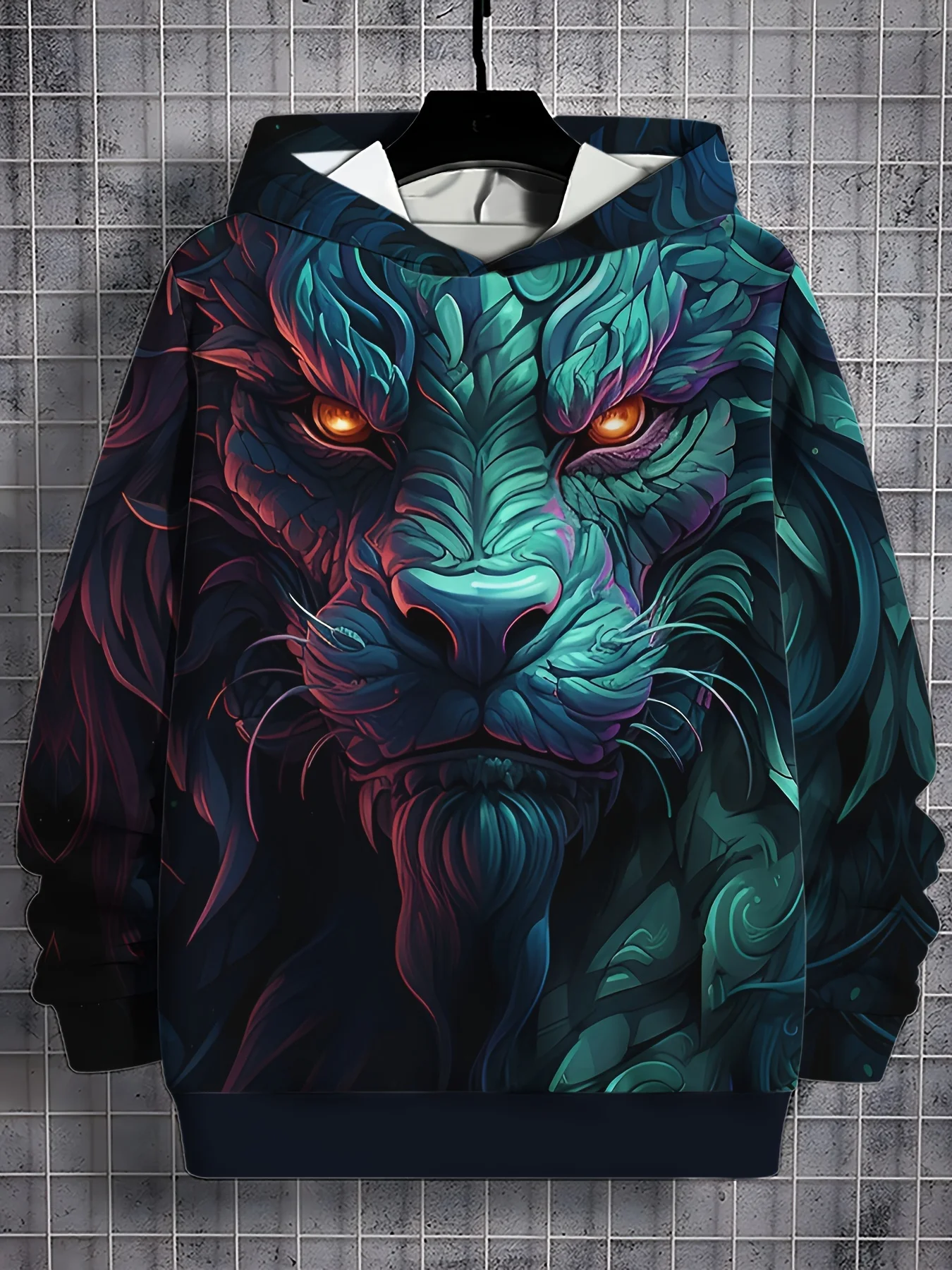 Męska bluza z kapturem z nadrukiem 3d Animal Tops Tiger Lion Graphics Bluza z długim rękawem Jesienna moda Dragon Męski top Oversized Streetwear