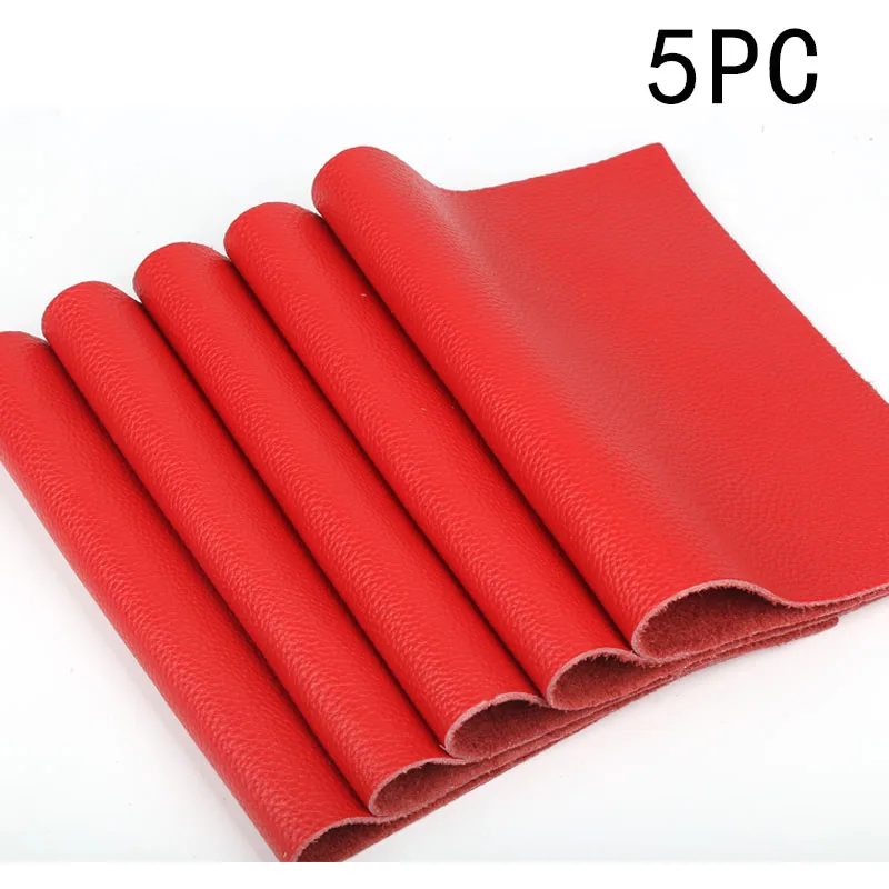 5 piezas de cuero de vaca de primera capa, grandes, rojas, de 1,5 mm de grosor, para proyectos de bricolaje, tapicería de sofá, bolsos de cuero, con patrón de lichi