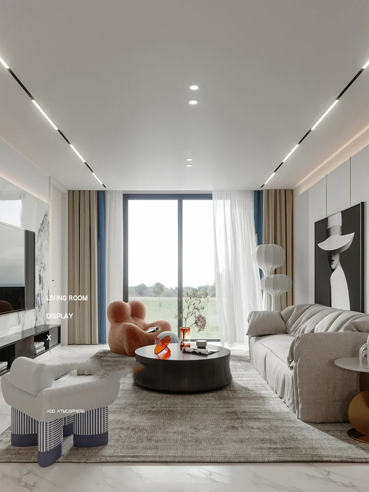 LED Spot Llght DC48V Ceiling Indoor Without Main Light LED Magnetic Rail Light Grille Floodlight Modern Embedded All-Light