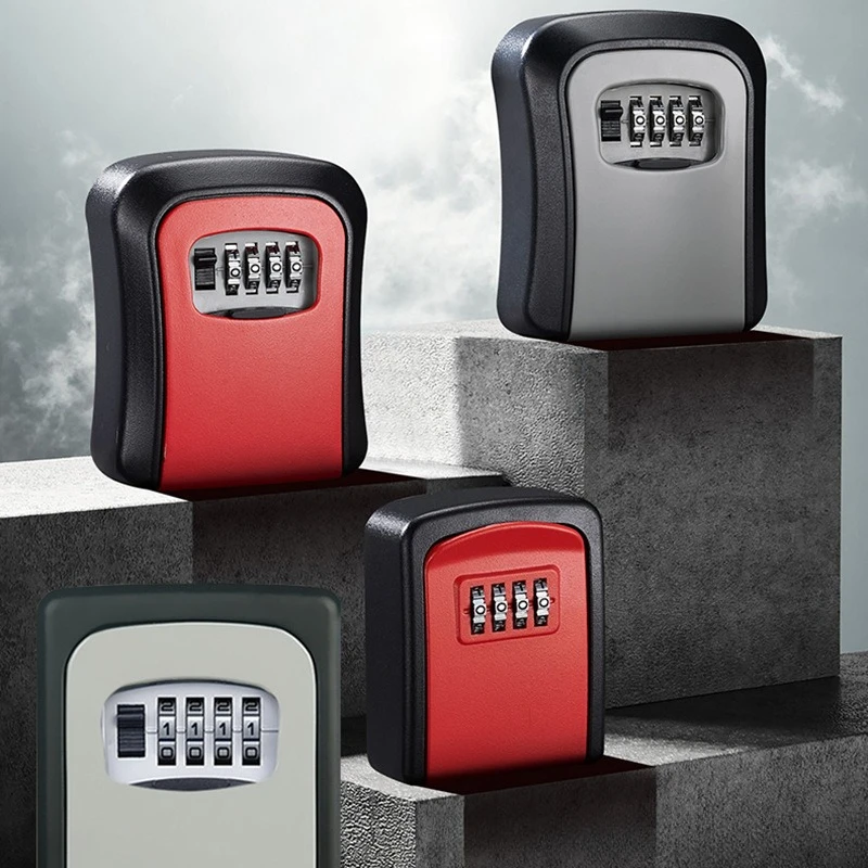 Metal Password Key Box Wall Mounted 4 Digits Password Key Storage Lock Box Durable Waterproof Anti Theft Safe Lock Keybox