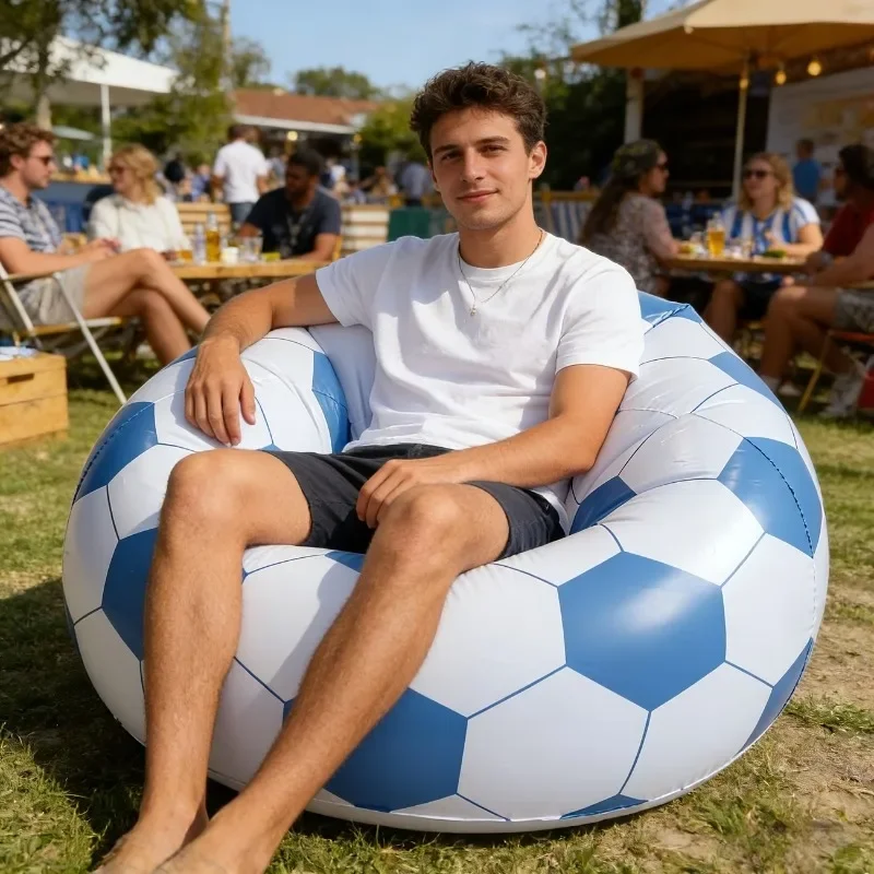 

New Football Sofa Inflatable Chair Portable Lazy Couch Creative PVC Material Lightweight Compact Travel Beach Trip Park Festival