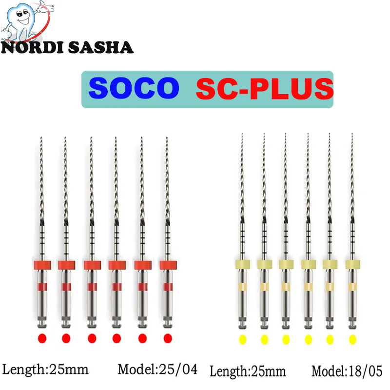 6PCS/Box Original SOCO PLUS Dental Endo Rotary Files SC-plus Flexible NiTi Root Canal Files Dentist Tools Endodontic Material