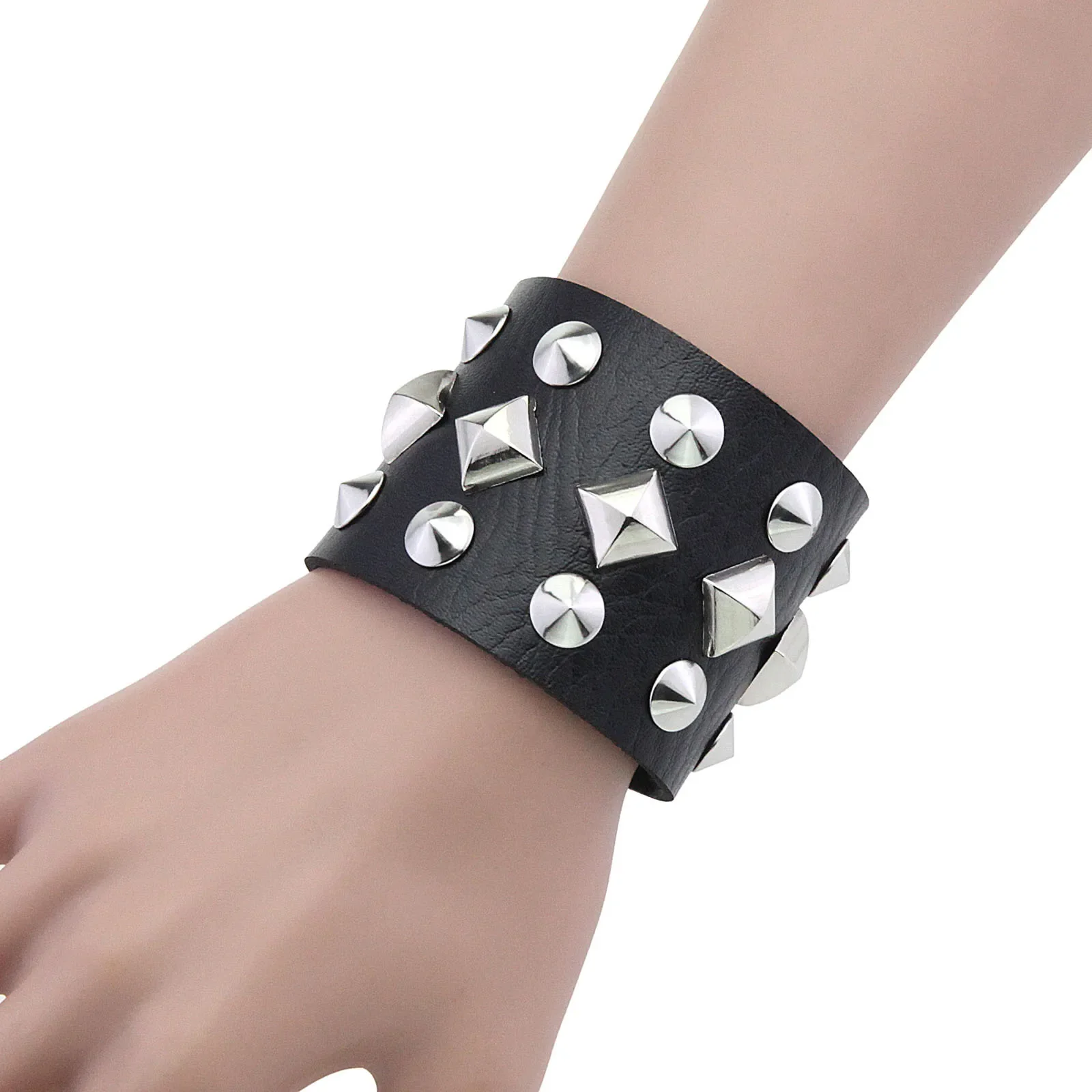 Punk Gothic Harajuku Simple Personality Creativity Charm Rivets Multicolored Leather Alloy Bracelet