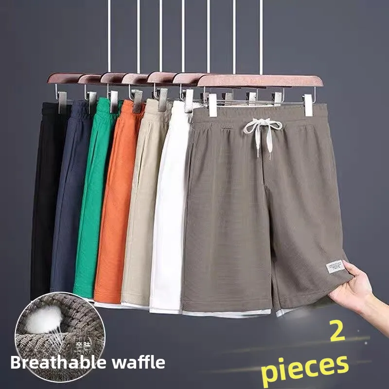 

Summer Men's Loose Straight Leg Casual orts Teenage Outdoor Wear Elastic Waist Youthful Vitali Knee-Length Thin Model