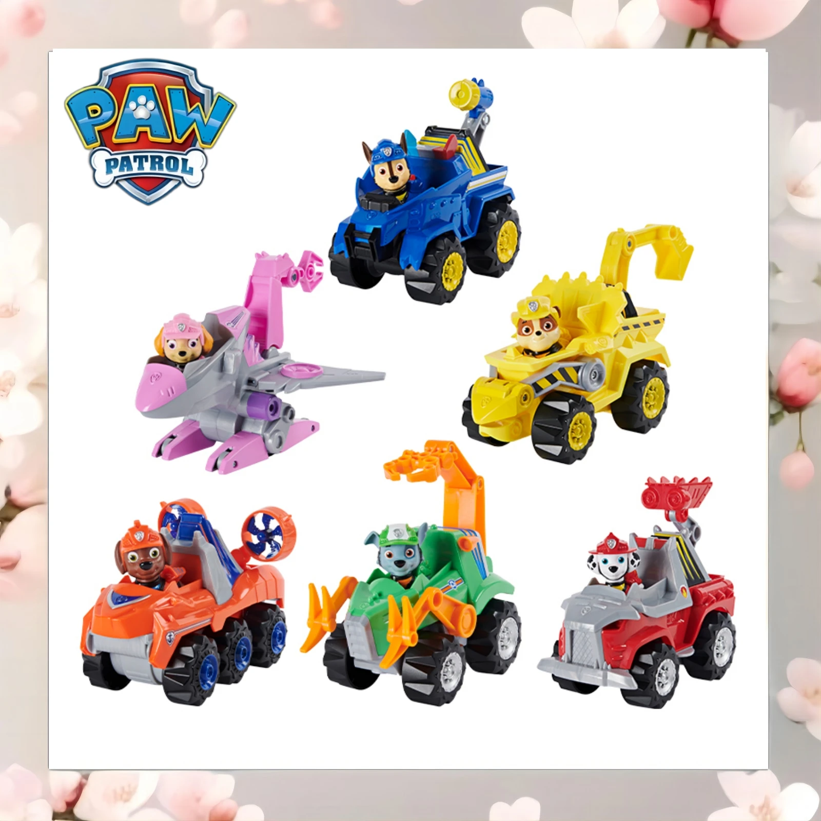 enuine PAW Patrol Dino Rescue Chase Deluxe Rev Up Vehicle with Mystery Dinosaur Figure Patrulla Canina Children Toys Gift Doll