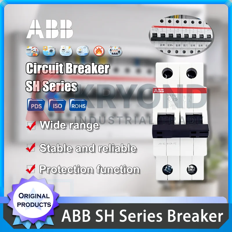 ABB SH Series Miniature Circuit Breaker 25A 1P 2P Switch for Household Distribution Protection Overload Short Circuit Control