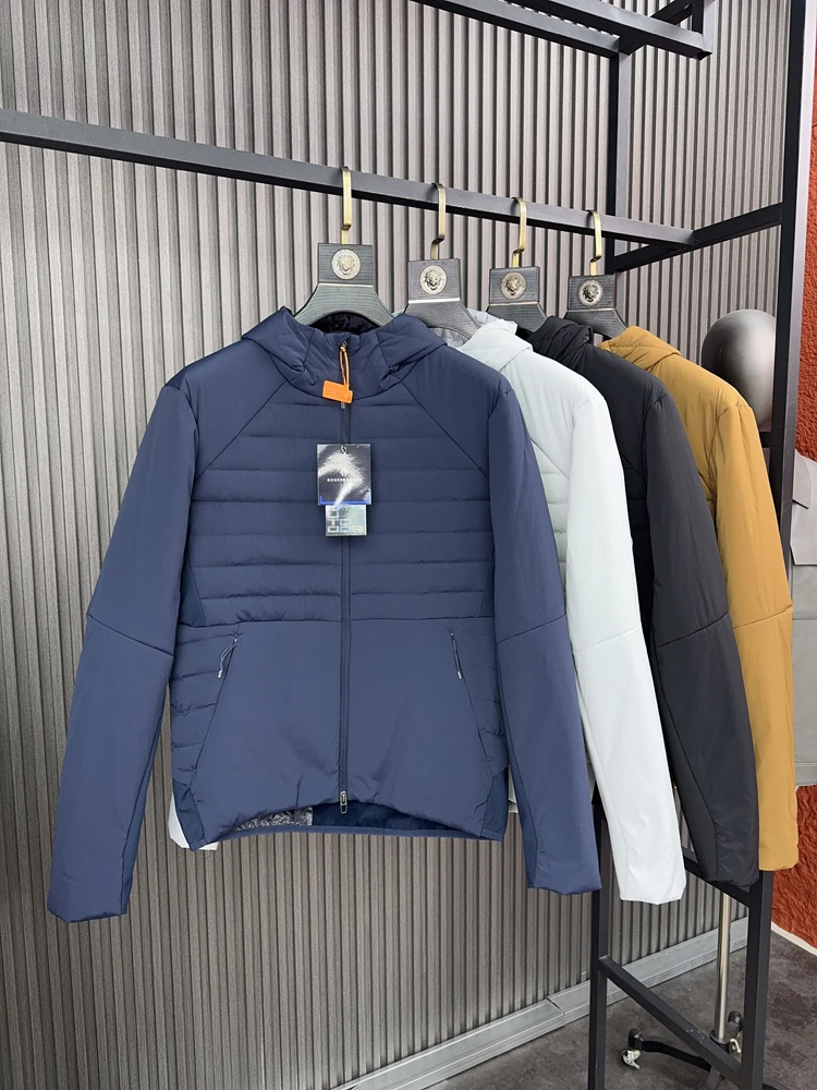 

Men's Casual Hooded Du down Jaet SVIP Pipe 5000 Stitching Warm Comfortable Leisurely Filled Coat for Winter