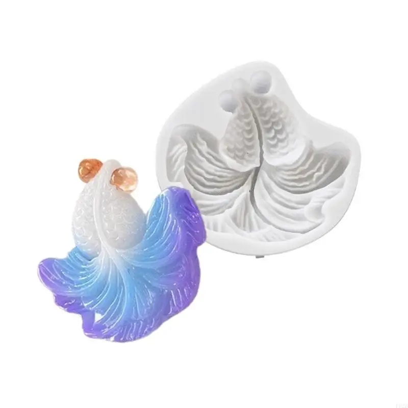 Moldes resina inspirados en peces kois moho epoxi silicona para colgantes y llaves