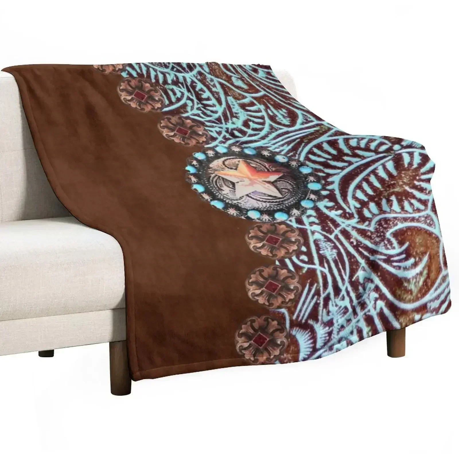 

Primitive cowboy cowgirl western country brown turquoise Throw Blanket funny gift sofa bed manga Decorative Throw Blankets