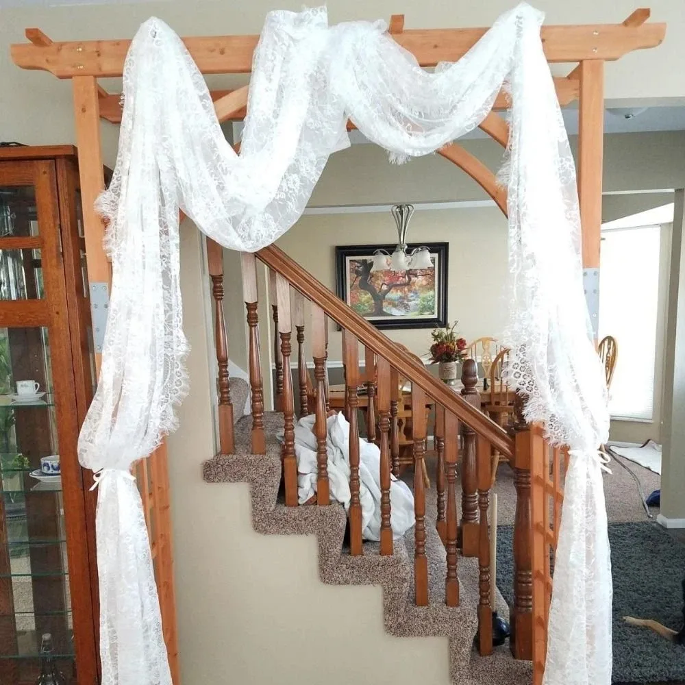 White Color Lace Table Runner Floral Embroidery European Style Vintage Table Runners Rectangular Shape Soft