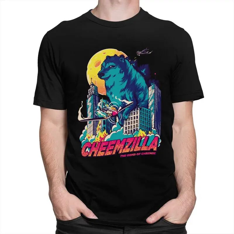 Custom Cheemzilla The Gomd Of Cheemse T Shirt Men Short Sleeve Kaiju Shiba Inu T-shirts Casual Tee Tops Slim Fit Tshirts Gift