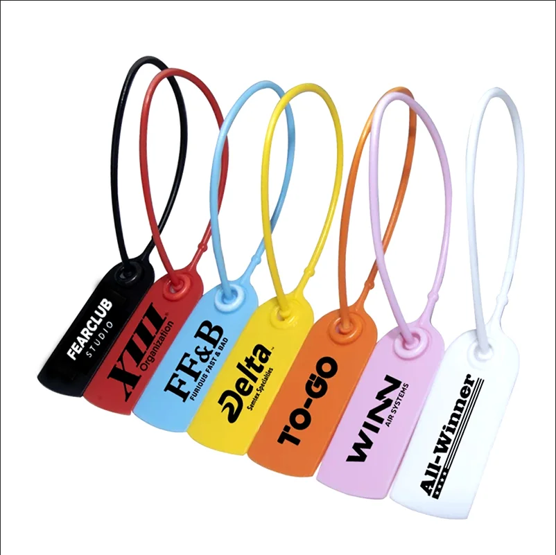 100Pcs Custom Logo Disposable Plastic Security Seals Hang Tags for Clothing Shoes Bags 200mm