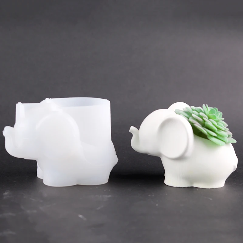 Cute Elephant Vase Silicone Mold DIY Handmade Epoxy Resin Plaster Gardening Crafts Flower Pot Casting Molds Home Decor Ornaments