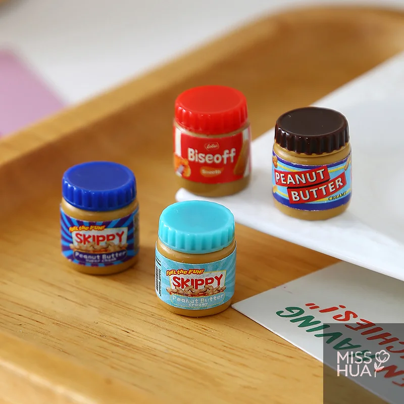 

Set of Six Miniature Peanut Butter Simulation Decorative Toys for Dollhouse Accessories