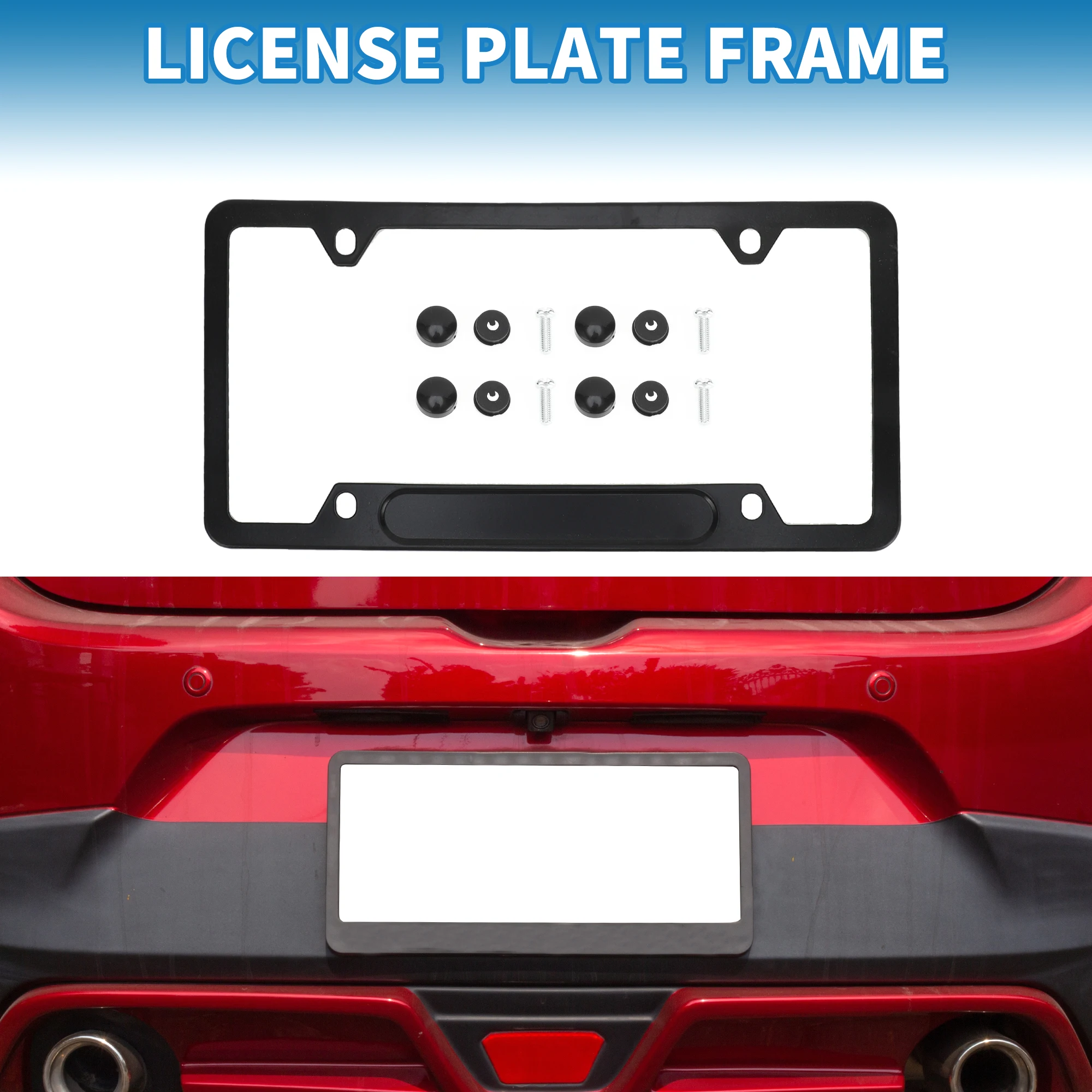 

UXCELL License Plate Holder with Slot Hole Mirror Polished License Plate Holder Aluminum Alloy Exterior Decoration Protection