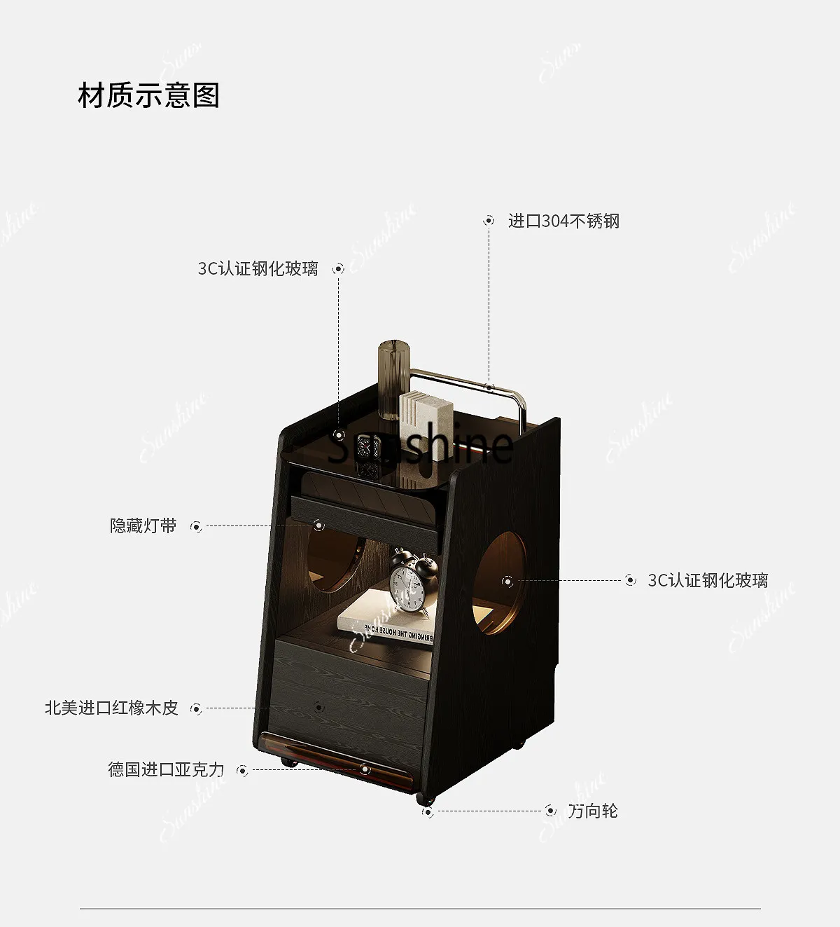 Medieval style ultra-narrow mobile home bedroom small storage storage side cabinet