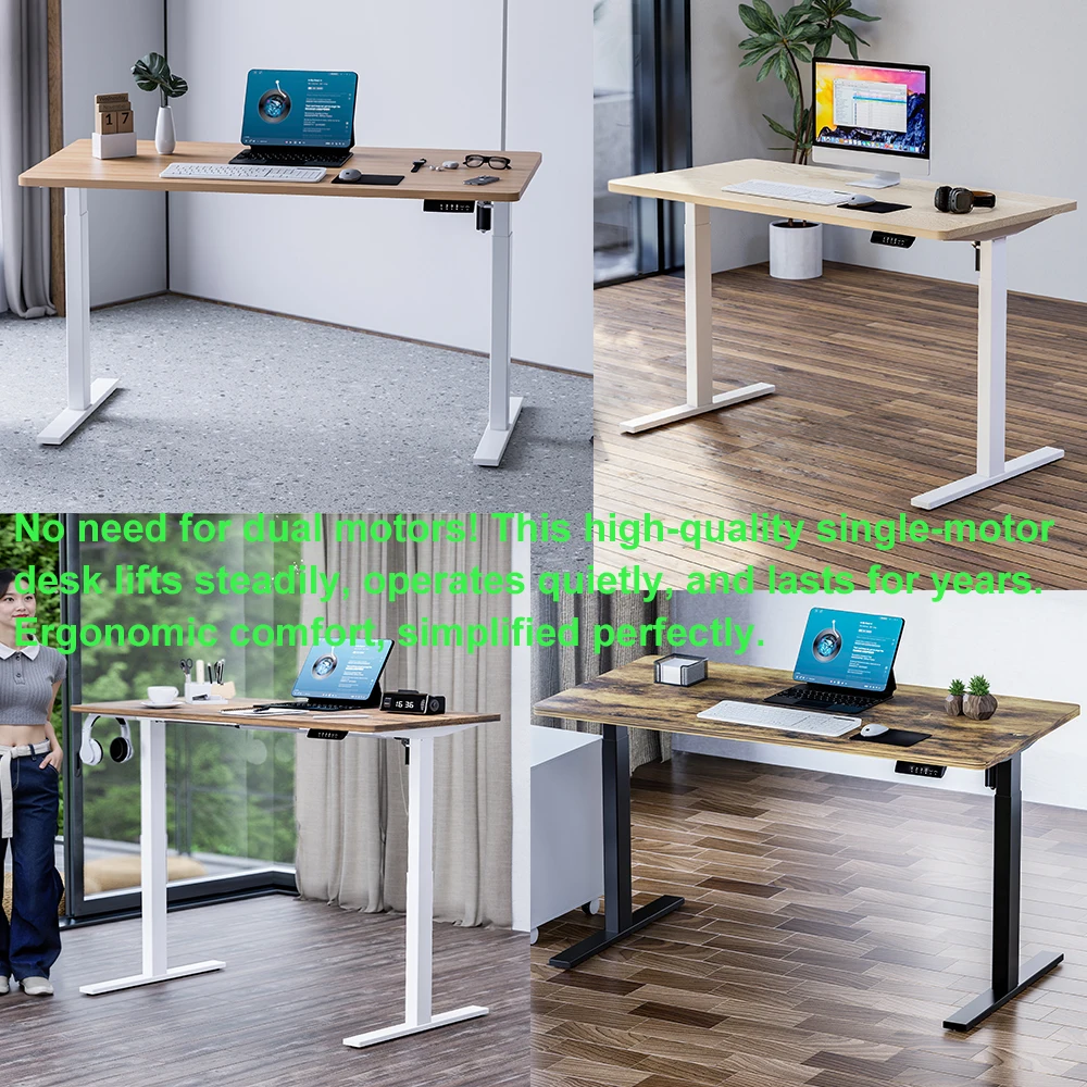 Electric Standing Desk Sit Stand Home Office Gaming Height Adjustable Computer Desk One Piece Wood Desktop