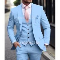 Pink Luxury Men Suits 2024 Terno Slim Fit 3 Piece Jacket Pant With Vest Groom Wedding Tuxedo Costume Homme Formal Occasion Terno 5