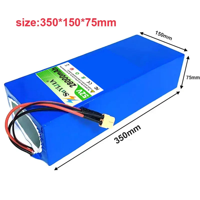 52V 28Ah 18650 Lithium Battery Pack 14S8P Built-in 30A Balanced 1500W High-power Electric Tool Backup Battery