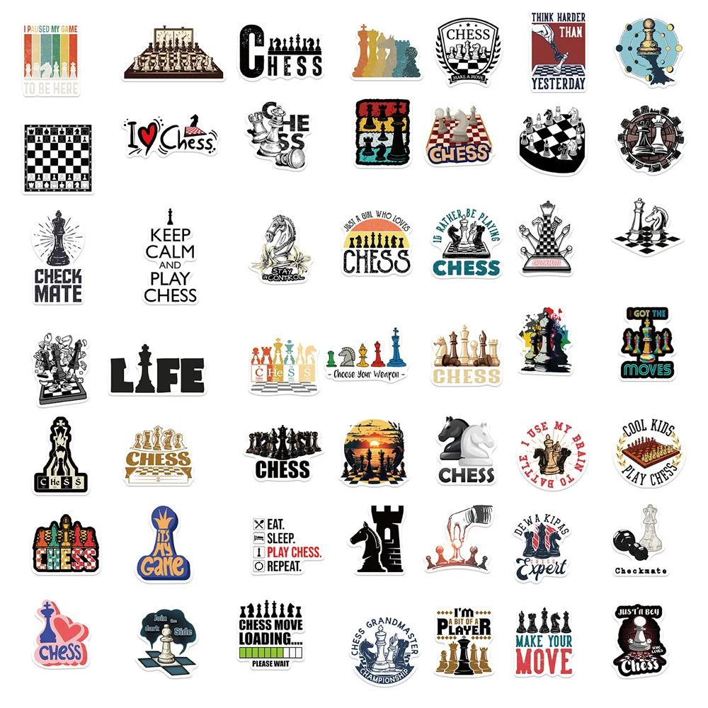 50pcs Chess Games Stickers For Guitar Suitcase Stationery Phone Laptop Ipad DIY Sticker Craft Supplies Scrapbooking Material