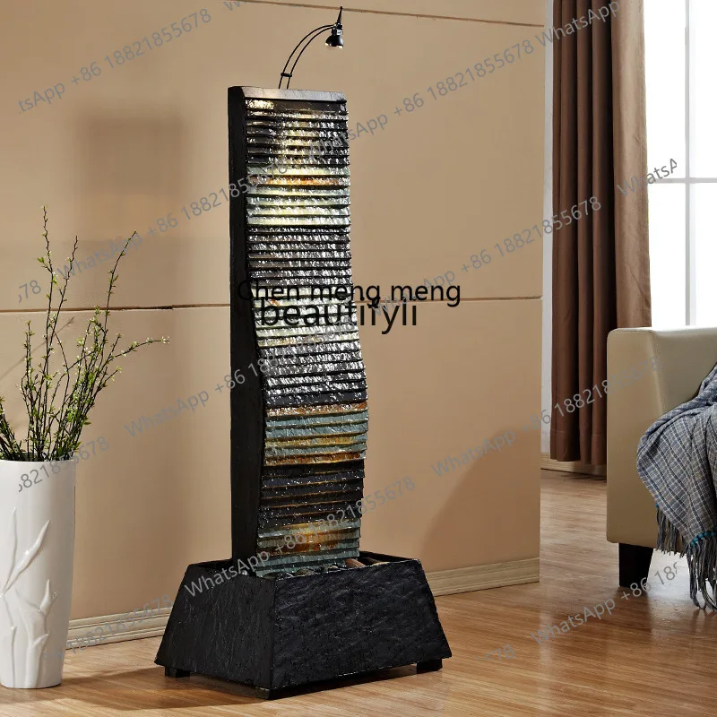 X  Fortune Flowing Water Floor Ornaments Stone Water Curtain Wall Waterscape Fountain Fengshui Wheel Fish Tank Fish Pond
