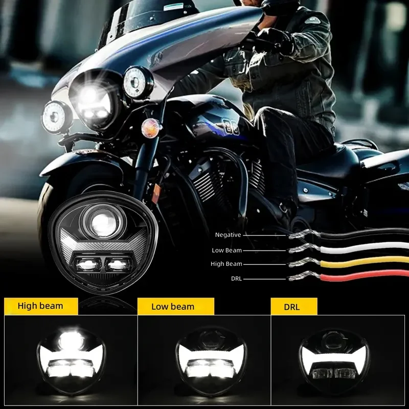 Motorcycle Accessories 65W High Low Profile DRL Headlight LED Fairing Quality