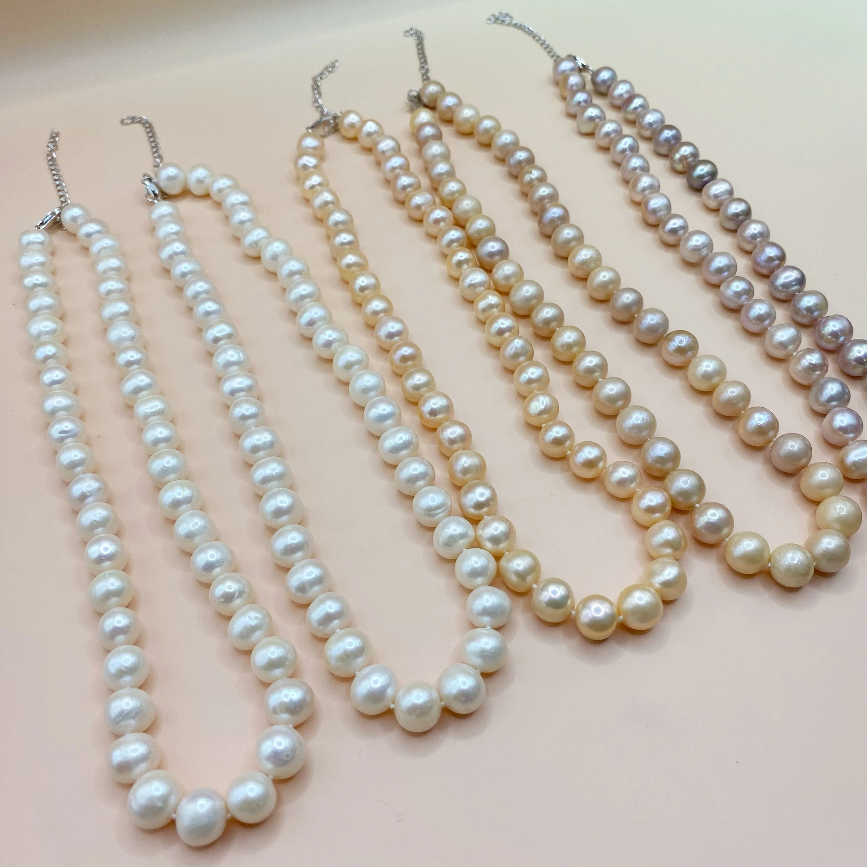 

3A White Natural Pearl Necklaces Fresh water Pearls White Jewelry 925 Sterling Silver Necklace for Women Party Wedding Gift