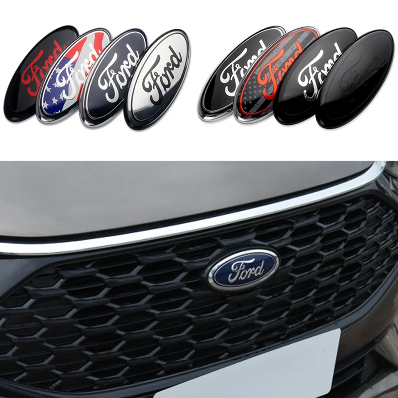 1 Stück Auto-Styling-Emblem für vorne und hinten, Aufkleber für Motorhaube und Kofferraum, Zubehör für Ford Fiesta Mondeo Explorer Focus MK3 MK4 Escape Kuga