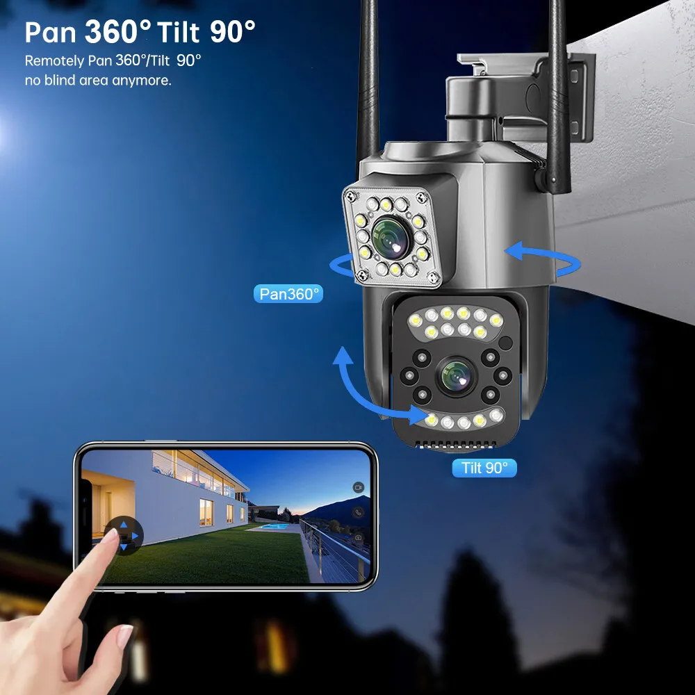 Imagem -02 - Linook-câmera de Segurança ip sem Fio Exterior Lente Dupla 360 Graus Alarme de Rastreamento de Movimento Cctv Wi-fi 4k 8mp V380 Pro