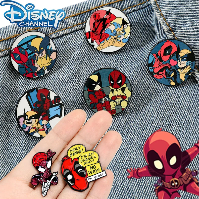1/5Pcs  Disney Deadpool Cartoon Anime Creative Cute  Metal Brooch Decorated With Wolverine Insignia Give Gifts To Children