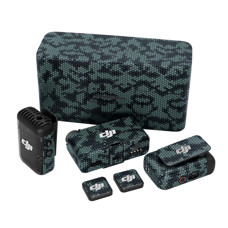 Juego completo de calcomanías para micrófono inalámbrico, película protectora impermeable antiarañazos, capa de micrófono, cobertura completa para DJI Mic2