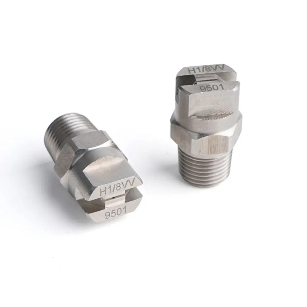 Huajue OEM/ODM Edelstahl-Flachstrahldüse 3/4 Zoll BSPT Außengewinde HVV-Serie 95 Grad Sprühwinkel für Reinigung/Staubentfernung