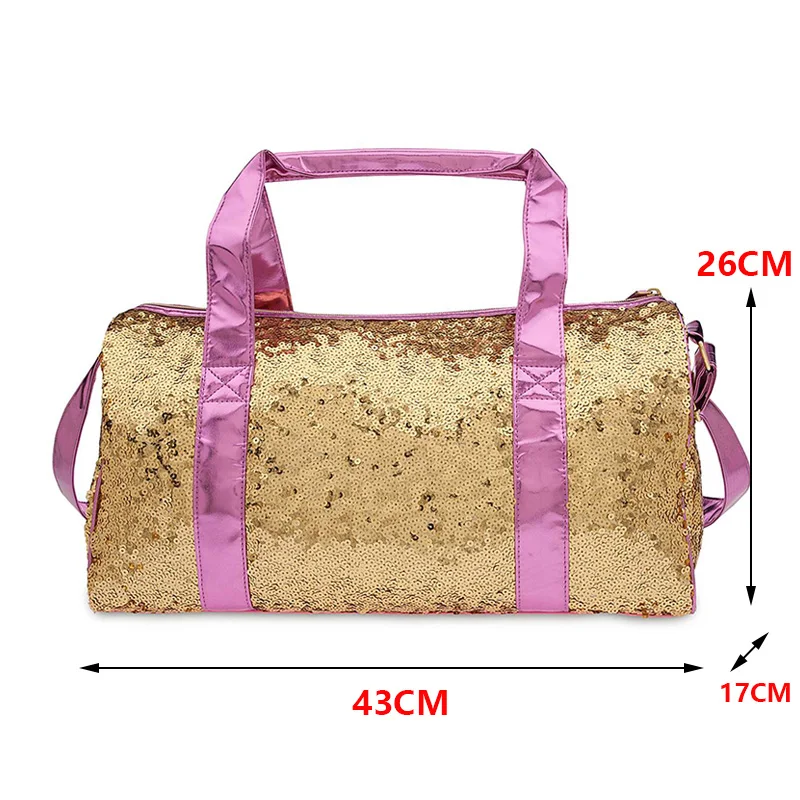 Disney Aurora Princess Gold Sequin Luggage Satchel Cartoon Sleeping Beauty Large Capacity Portable Gym Bag Shoulder Bags