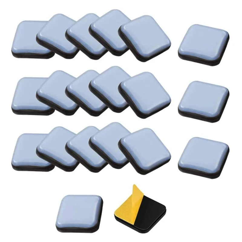 

LXAF 20 Pcs Square Furniture Moving Sliders Self Adhesive Furniture Glides Floor for Protection Pads for Hardwood Floors & Ca