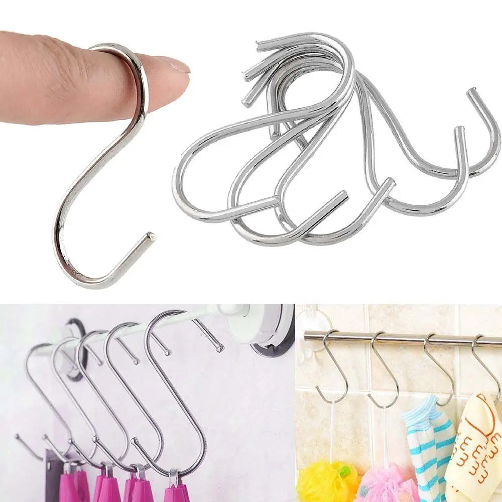 5/10/20pcs Bathroom Holder Stainless Steel Storage Rack Clasps Hooks S Shaped Hook Hanger