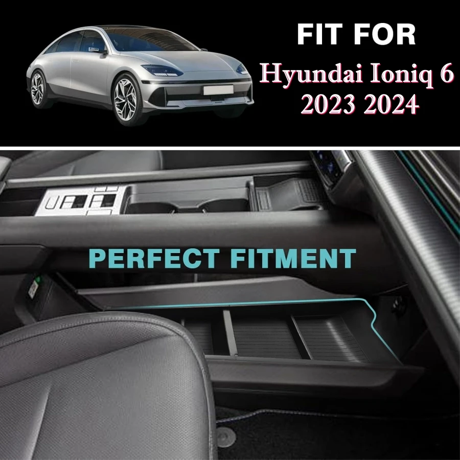 For Hyundai Ioniq 6 2023 2024 Lower Center Console Organizer Tray Storage Box Upper Armrest ABS Material for Ioniq 6 Accessories