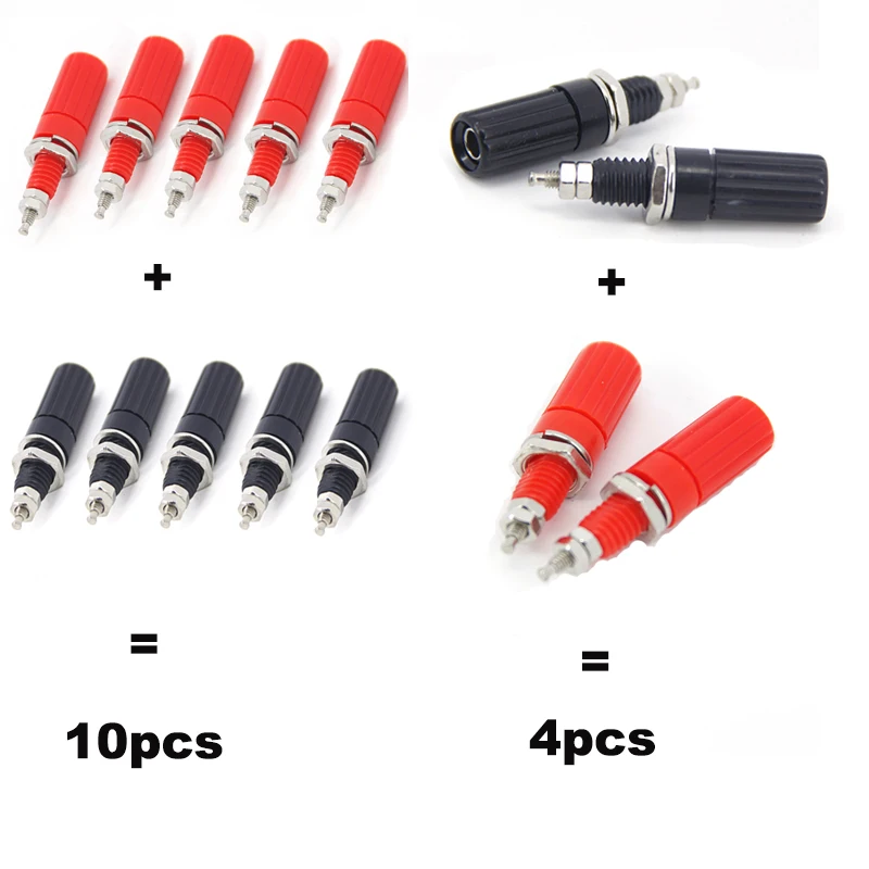 M3*45 4mm Banana Socket Binding Post Nut Banana Plug red black sound panel Jack Electrical Connector Terminal J17