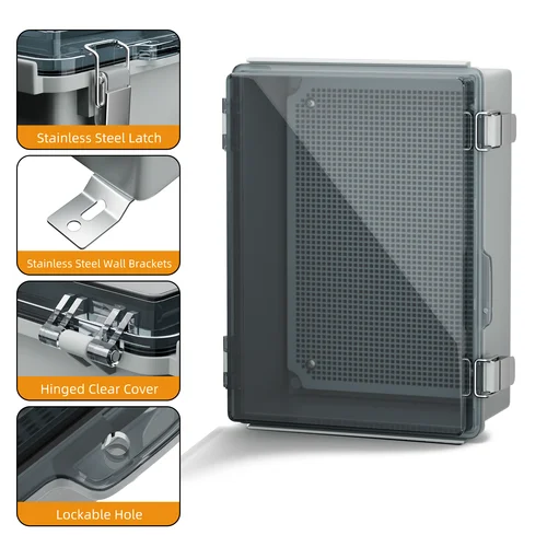 Imagen 1 del producto Caja de gabinete eléctrico transparente, caja de conexiones de plástico para exteriores, impermeable, exterior, caja eléctrica Nema 4, resistente a la intemperie para bomba Wifi