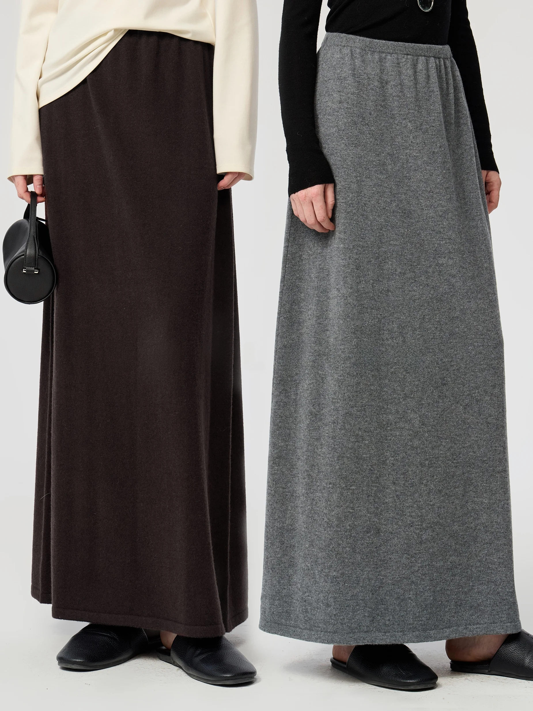 

Вязаная шерстяная юбка-миди A-силуэта Soulkiss ручной работы из австралийской мериносовой шерсти, универсальная, повседневная, женская