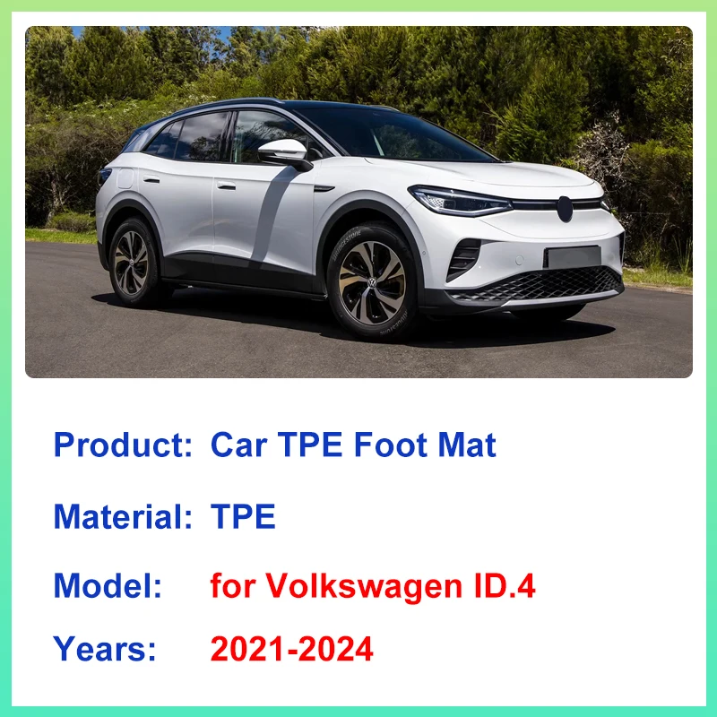 سيارة LHD الكلمة حصيرة ل Volkswagen VW ID.4 ID.5 GTX Pro 2021 ~ 2024 TPE وسادة للقدم البساط الداخلية كامل Tappeto المضادة للخدش الملحقات #2
