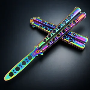 الفولاذ المقاوم للصدأ المحمولة فراشة مدرب سكين ، سكين ممارسة الجيب ، أداة التدريب للألعاب في الهواء الطلق أفضل 10 سكين فراشة مبيعا - رقم 7