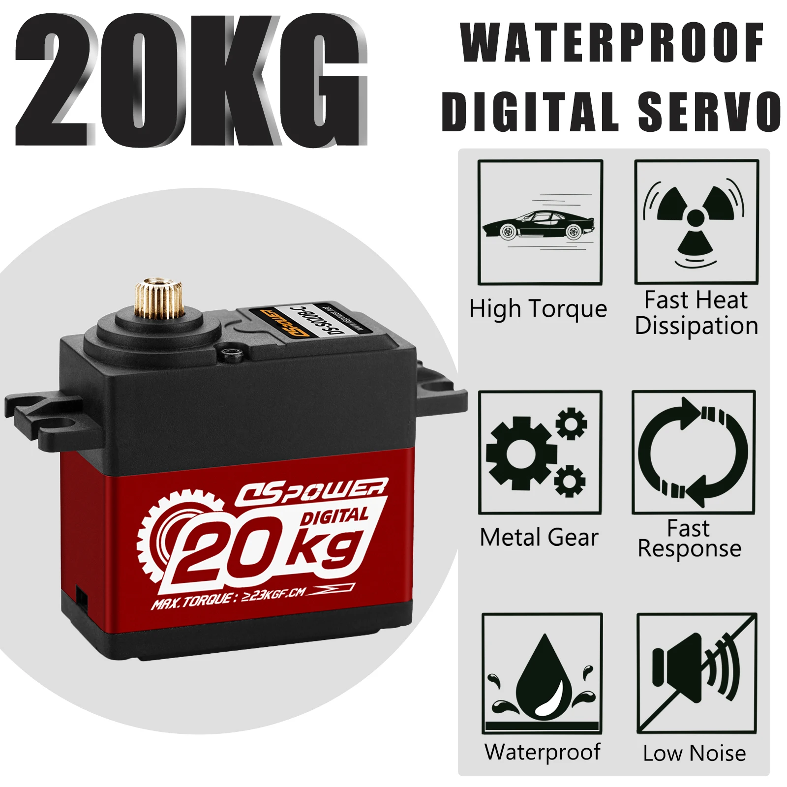 DSPOWER 20KG Digital Servo 180/300 Grad Metallgetriebe für 1/8 1/10 RC Auto Roboter Crawler Spielzeug Axial Scx10 TRX4 TRX6 Wltoy Modell