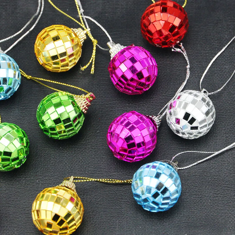 

(12pcs/bag)4cm Silver Multi-Color Disco Glass Mirror Ball Fashion Party Decor Sequined Graphics Stylish Christmas Decoration DIY