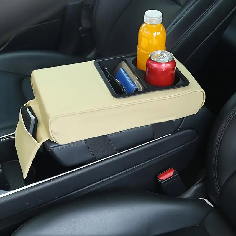 Car Console Covers Comfortable PU Leather Pad For Central Console Waterproof Multifunctional Innovative Easy Installation