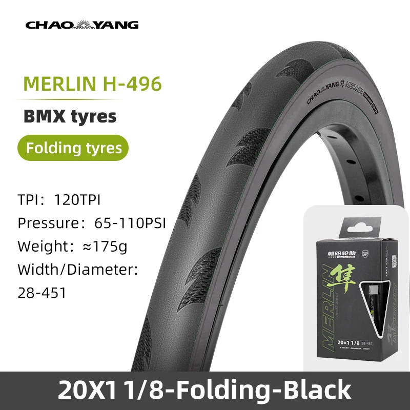 Chaoyang BMX Fietsband 20x1 1/8 Vouwband 28-451 120TPI Dubbellaags Lekbescherming 65-110psi Racing Grade Kleine Diameter