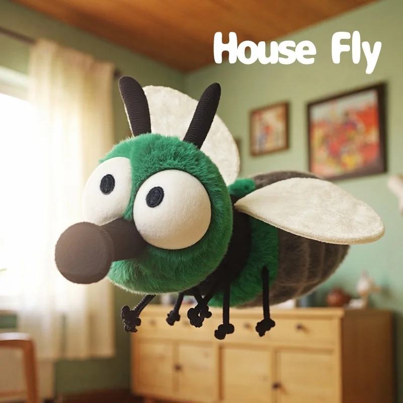 19 cm großes Plüschtier mit Cartoon-Motiv, lustiges Insektenserie, weiches, süßes Mungobohnen-Fliegen-Kuscheltiere, perfekte Geburtstagsgeschenke für Kinder, Mädchen oder Jungen